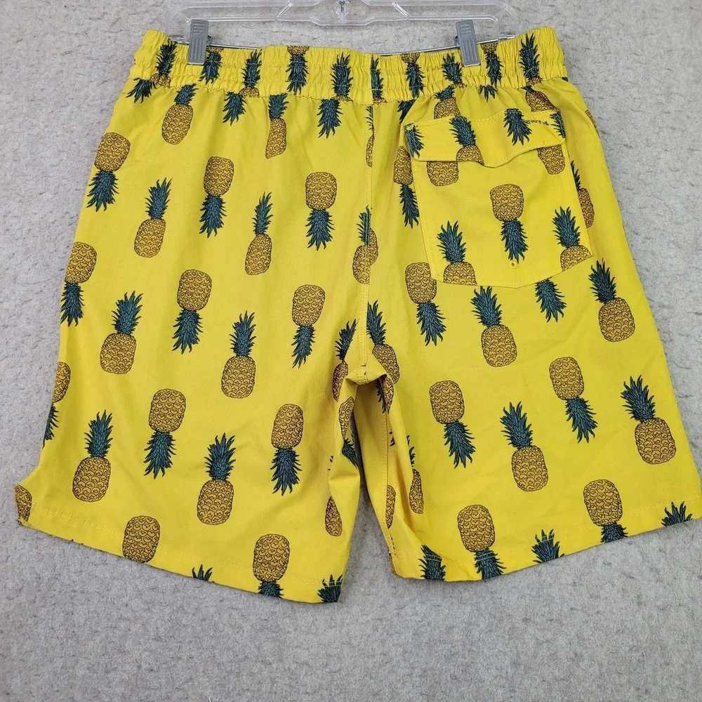 Hurley Volley Yellow Pineapple Lined Swim Shorts Active Trunks Men's Large